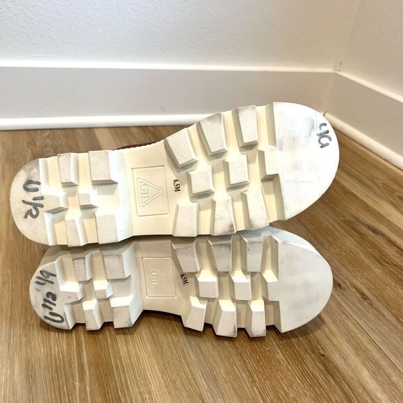 GIANNI BINI Wander Lust Lug Sole Platform Booties Rust Red Size 6.5 - Picture 5 of 8